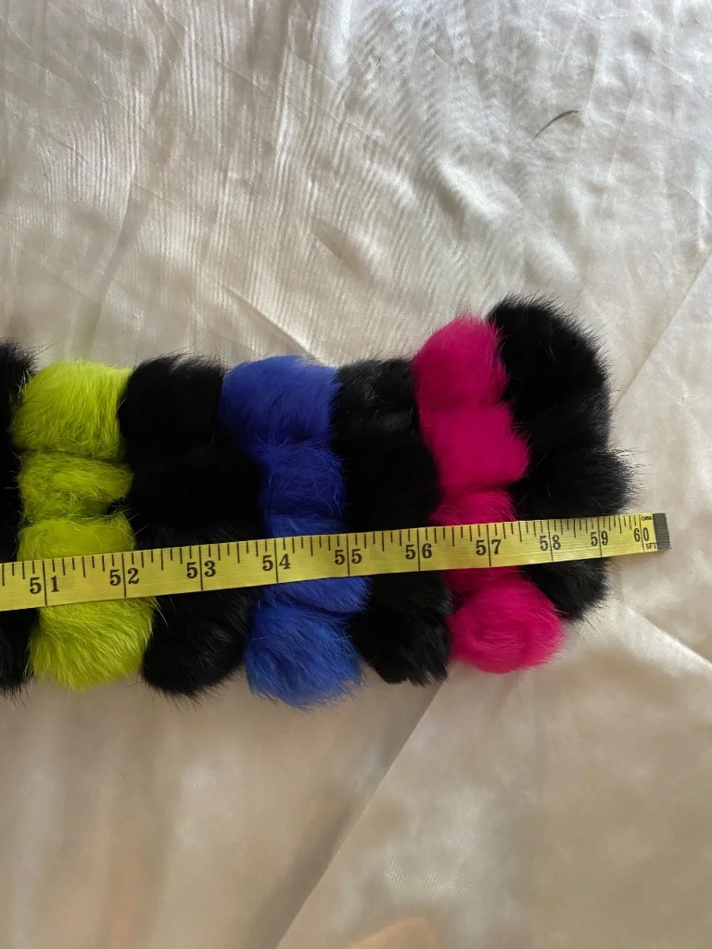 Vintage y2k Black Rainbow Striped Rabbit Fur Scarf Boho Unique